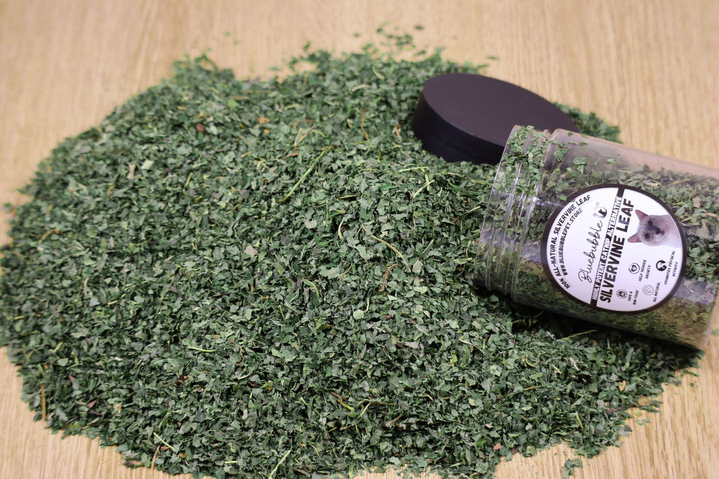Crushed Dried Silvervine Leaves with Puff Cat Toy