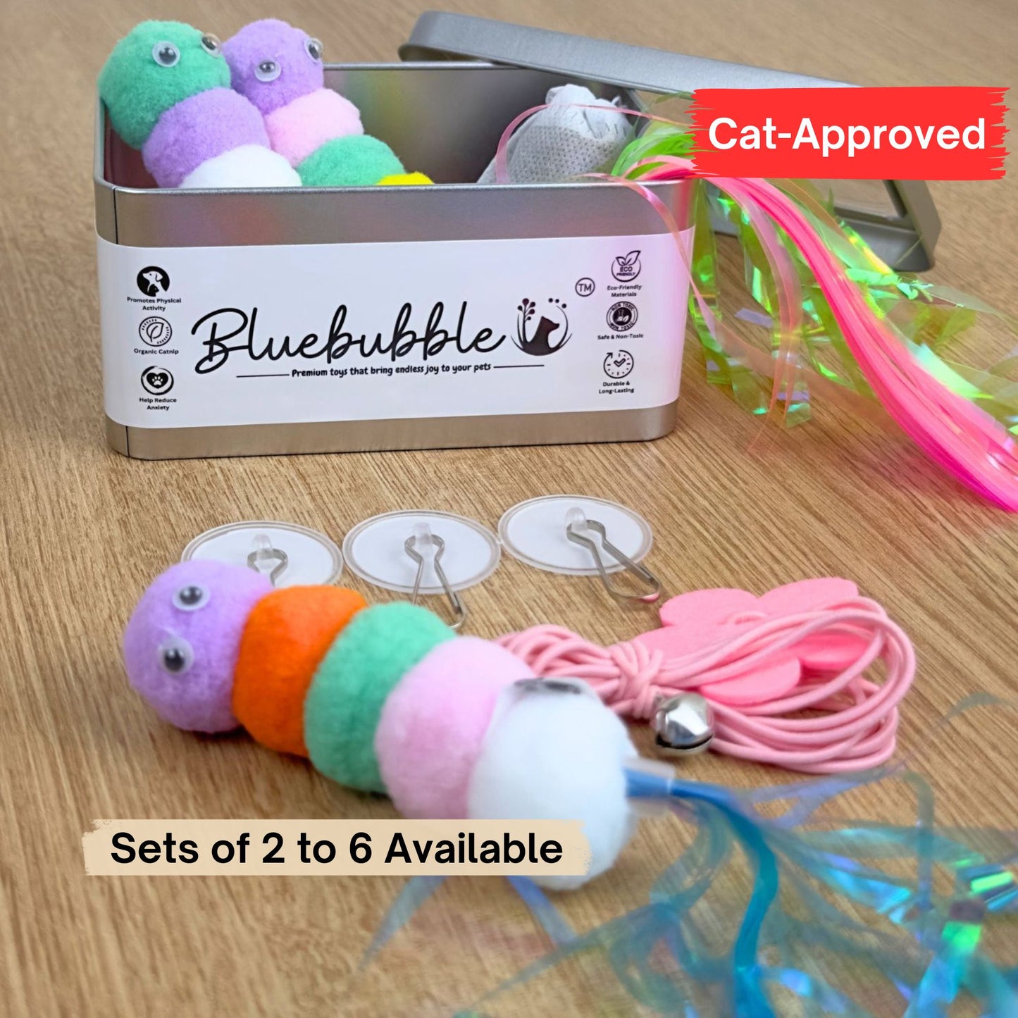 Caterpillar Feather Balls with Bell