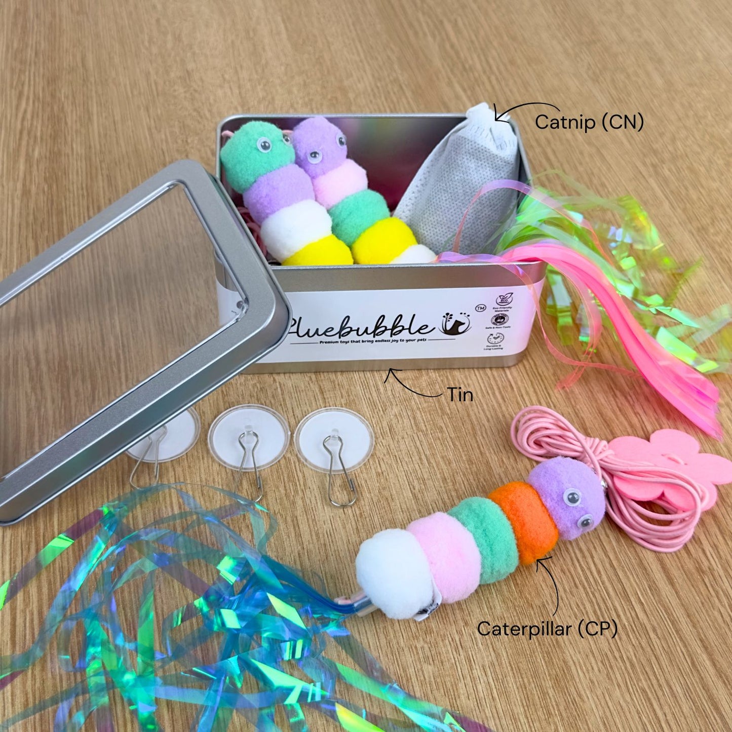Caterpillar Feather Balls with Bell