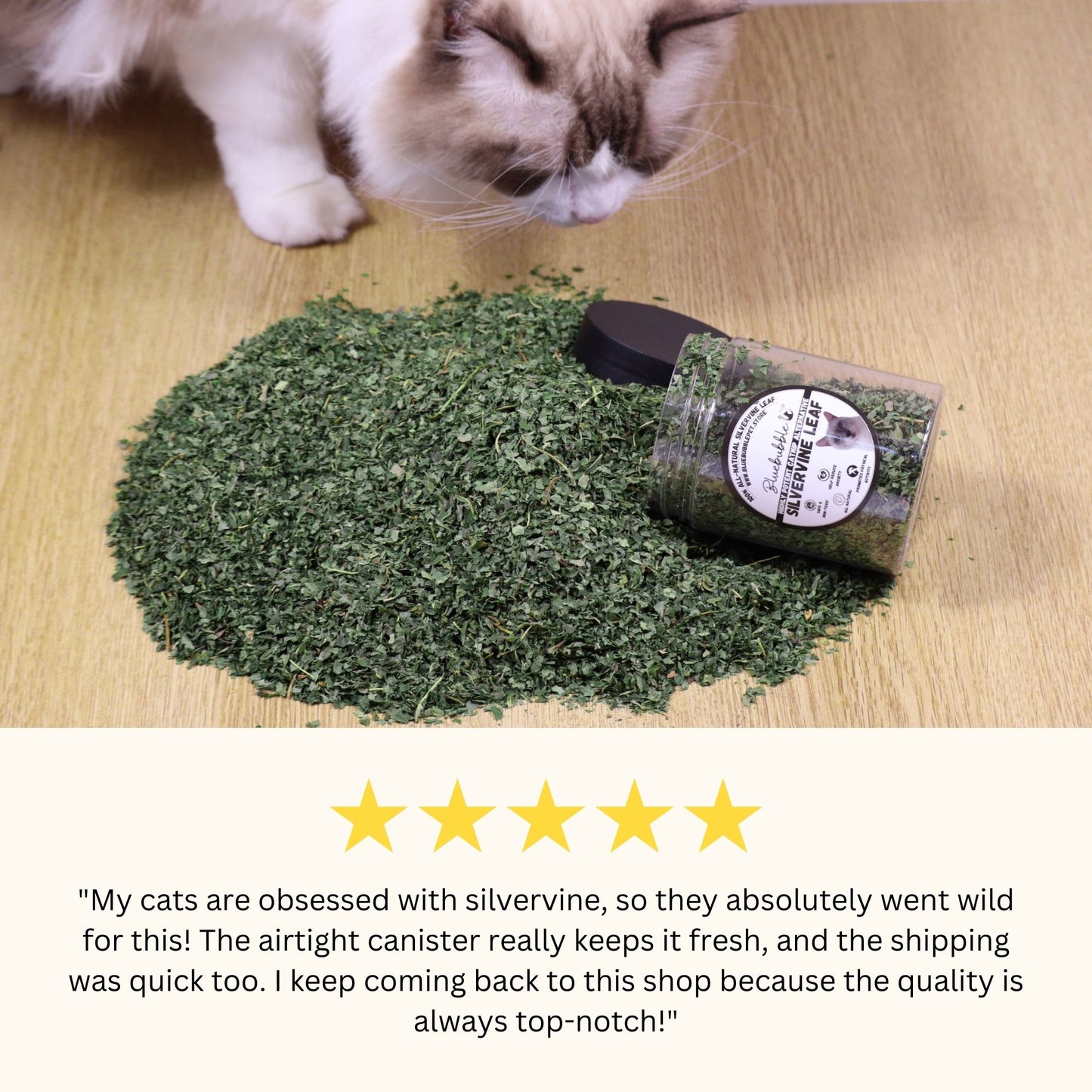 Crushed Dried Silvervine Leaves with Puff Cat Toy
