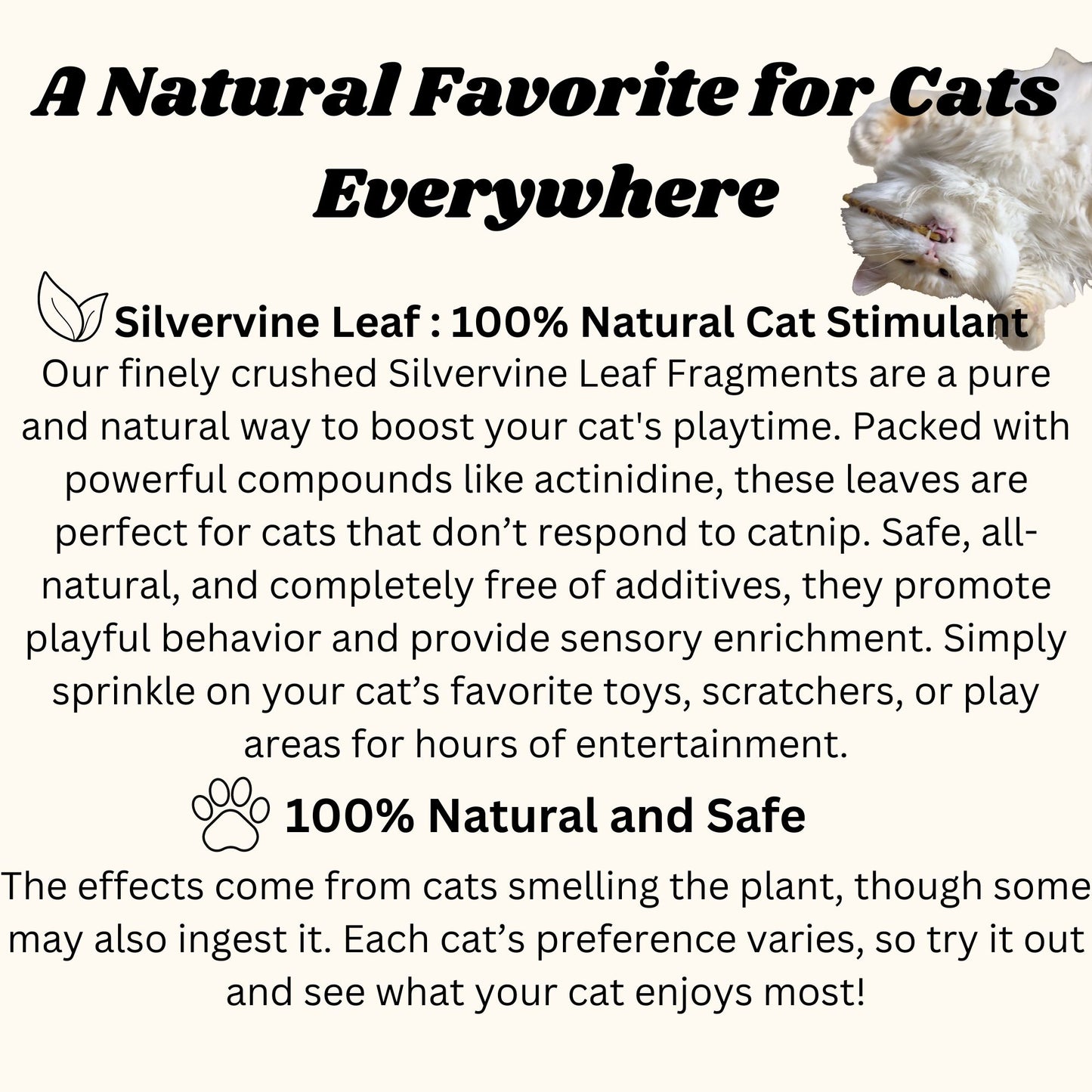 Crushed Dried Silvervine Leaves with Puff Cat Toy