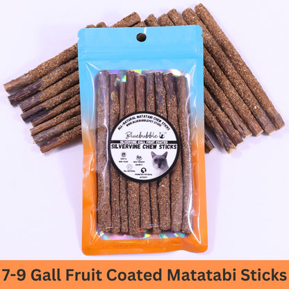 Bâtonnets de matatabi à mâcher pour chat enrobés de fruits de galle d'argent