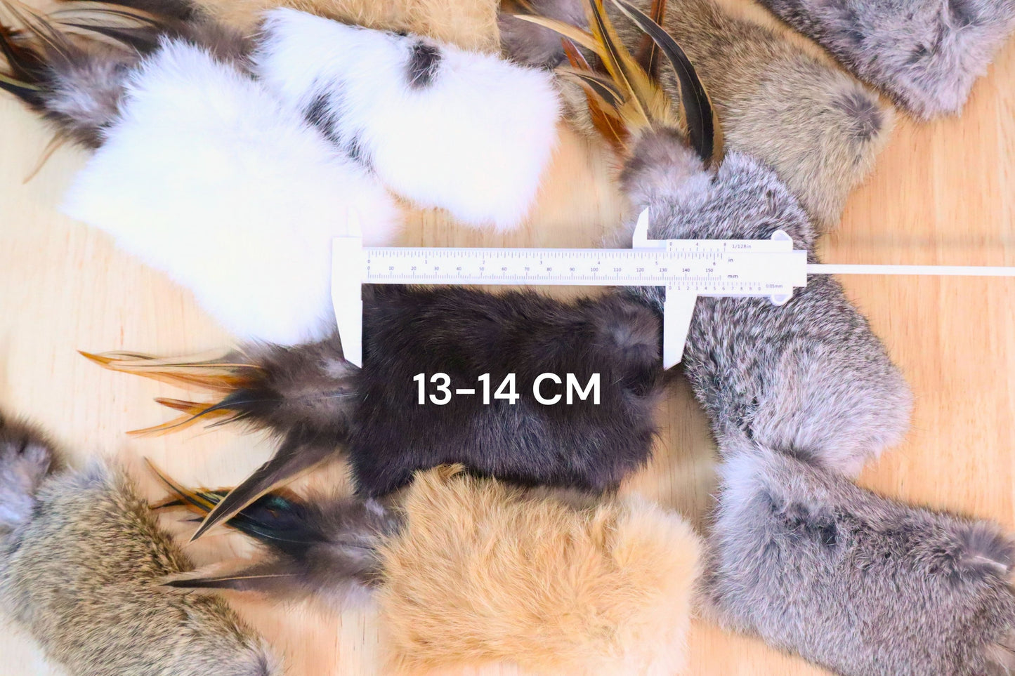 Rabbit Fur Cat Kicker Toys - With Natural Pheasant Feathers